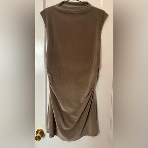 a new day Sandstone Tan Velvet Sleeveless High Collar Midi Dress NWT Size Large